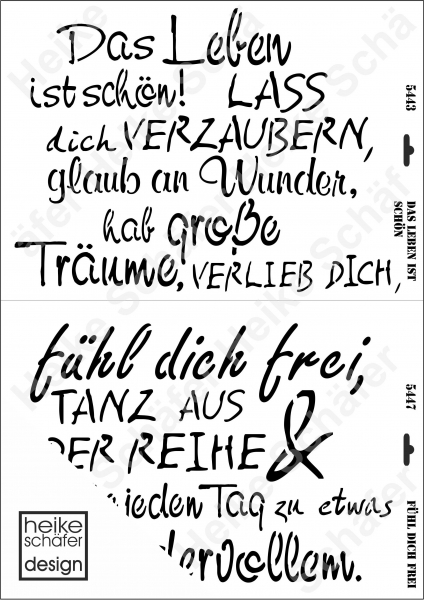 Schablone-Stencil 2xA3 411/412-5443/44 Das leben ist schön...
